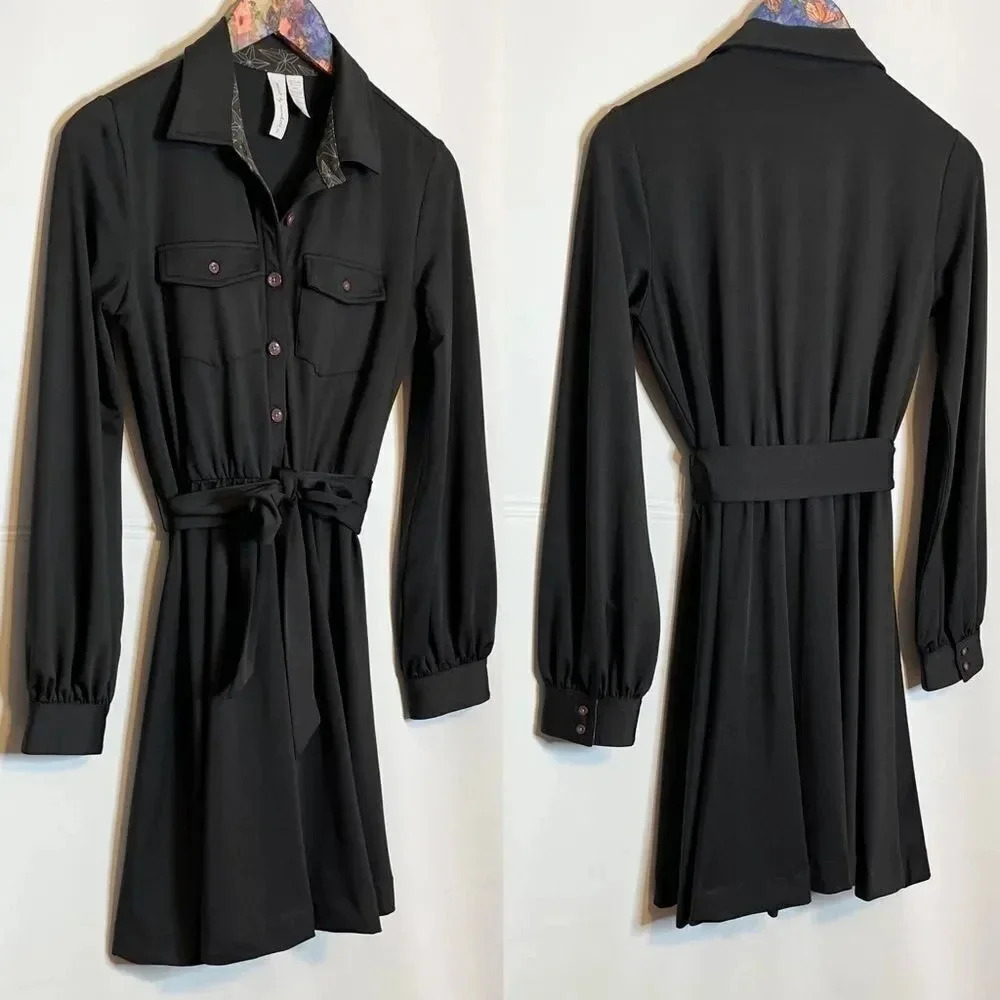 Matilda Jane Paint By Numbers Ink Blot Dress Small Long Sleeve Hemmed 35” Length - Picture 5 of 8